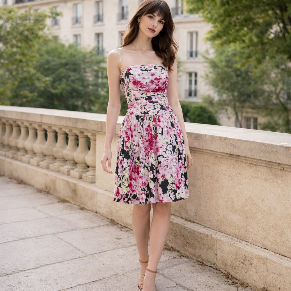 Agnes b. Paris Women's Strapeless Floral Print Dress fits size S/M